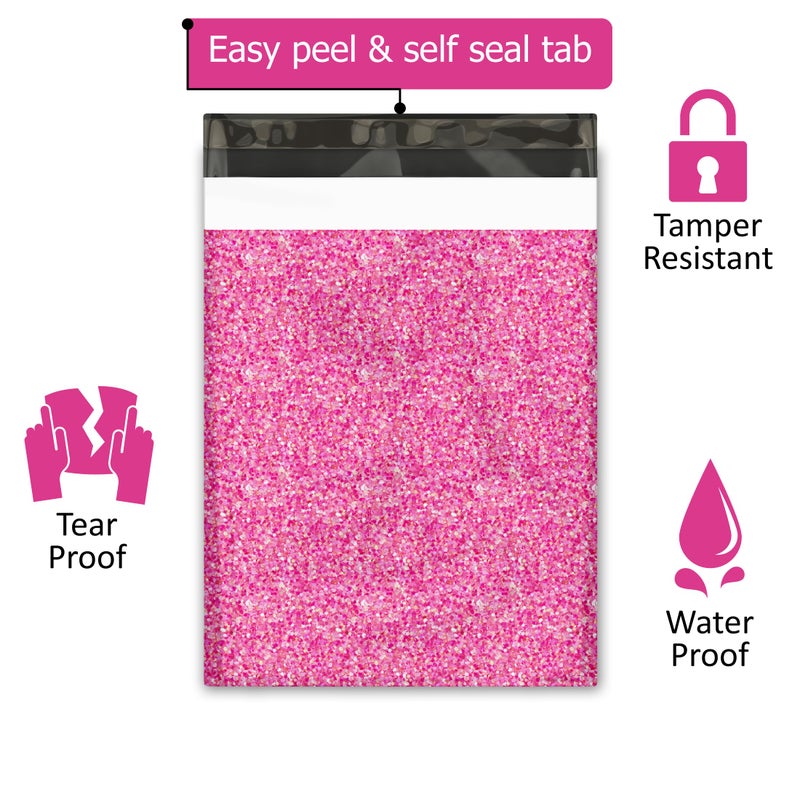Pro Supply Global 10x13 (100) Pink Confetti Valentine's Day Designer Poly Mailers Waterproof Self Sealing Tear Resistant Polymailers Shipping Envelopes Premium Printed Bags For Small Businesses - Image 2